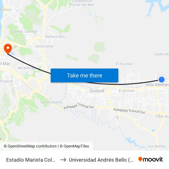 Estadio Marista Colegio Champagnat to Universidad Andrés Bello (Campus Viña Del Mar) map