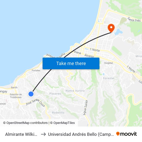 Almirante Wilkinson, 211 to Universidad Andrés Bello (Campus Viña Del Mar) map