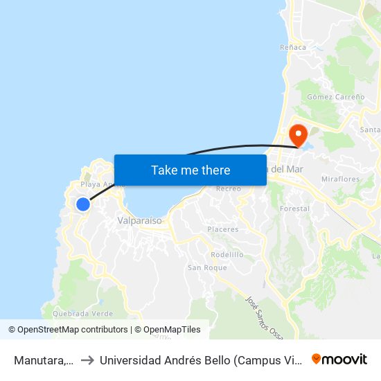 Manutara, 505 to Universidad Andrés Bello (Campus Viña Del Mar) map