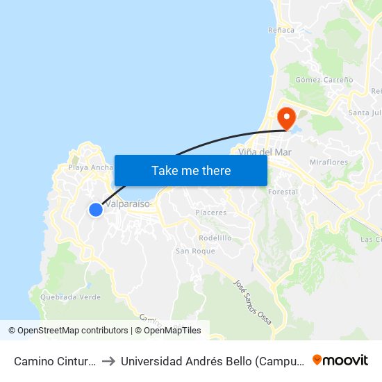 Camino Cintura, 4162 to Universidad Andrés Bello (Campus Viña Del Mar) map