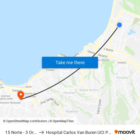 15 Norte - 3 Oriente to Hospital Carlos Van Buren UCI Pediatrica map