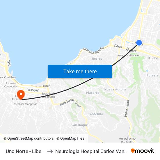 Uno Norte - Libertad to Neurologia Hospital Carlos Van Buren map