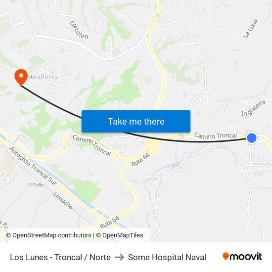 Los Lunes - Troncal / Norte to Some Hospital Naval map