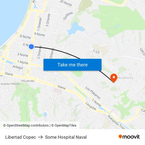 Libertad Copec to Some Hospital Naval map