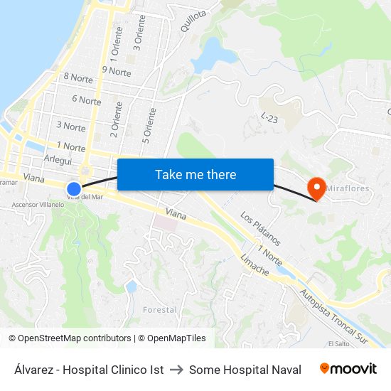 Álvarez - Hospital Clinico Ist to Some Hospital Naval map