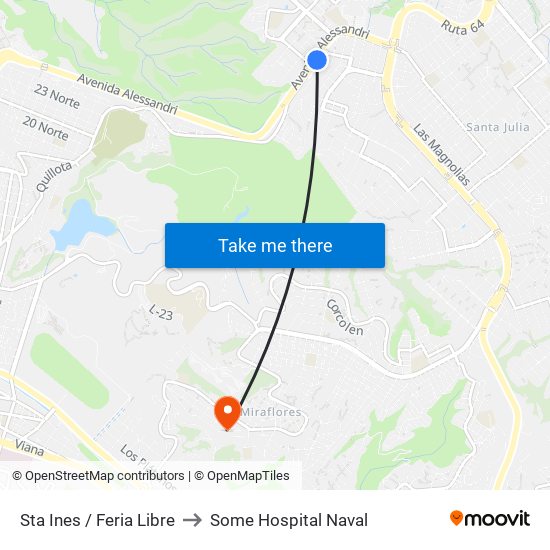 Sta Ines / Feria Libre to Some Hospital Naval map