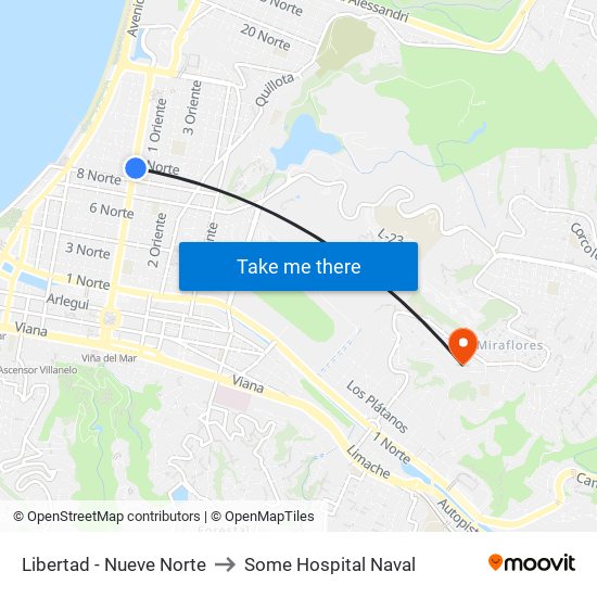 Libertad - Nueve Norte to Some Hospital Naval map