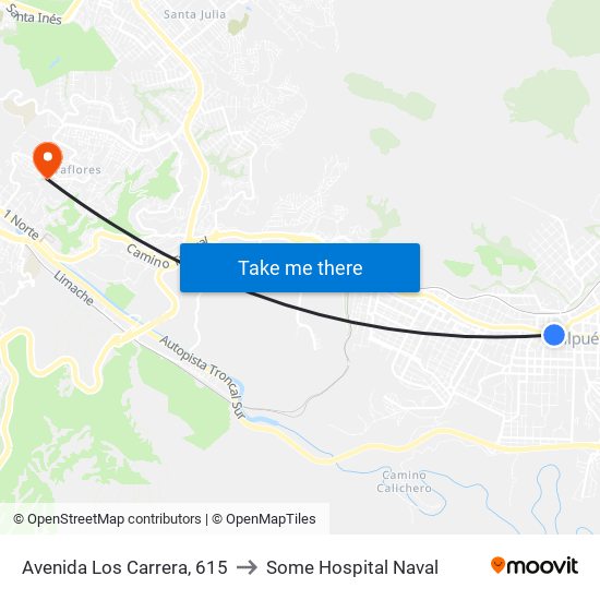 Avenida Los Carrera, 615 to Some Hospital Naval map
