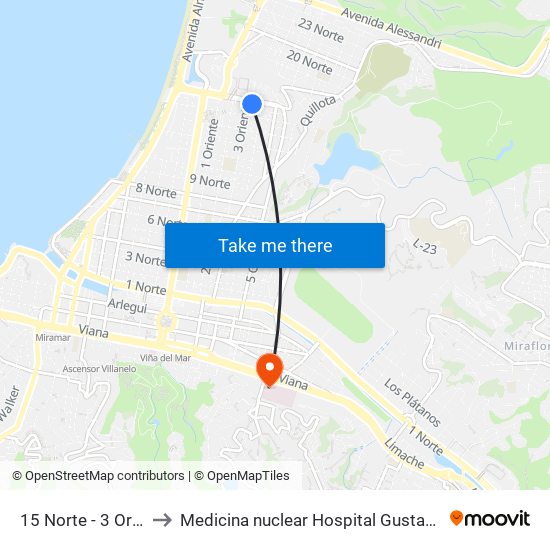 15 Norte - 3 Oriente to Medicina nuclear Hospital Gustavo Fricke map