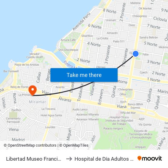 Libertad Museo Francisco Fonk to Hospital de Día Adultos TPS HGF map