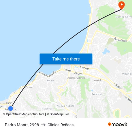 Pedro Montt, 2998 to Clinica Reñaca map