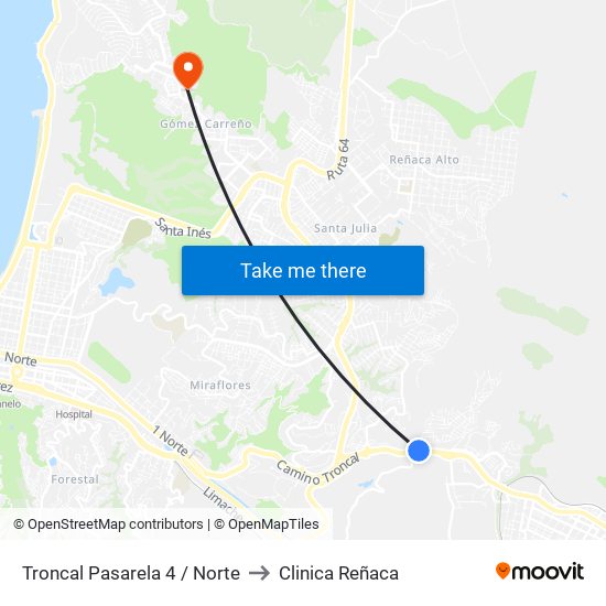 Troncal Pasarela 4 / Norte to Clinica Reñaca map