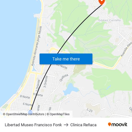 Libertad Museo Francisco Fonk to Clinica Reñaca map
