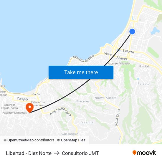 Libertad - Diez Norte to Consultorio JMT map