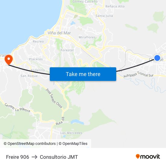Freire 906 to Consultorio JMT map