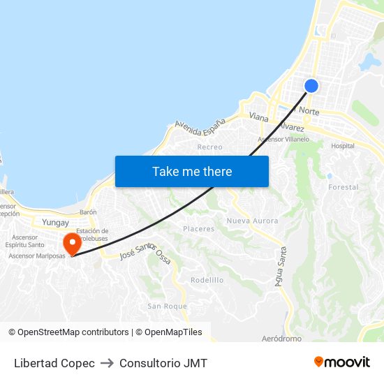 Libertad Copec to Consultorio JMT map