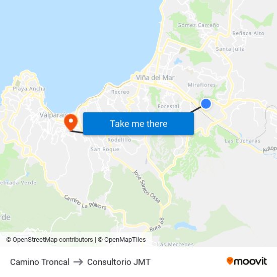 Camino Troncal to Consultorio JMT map