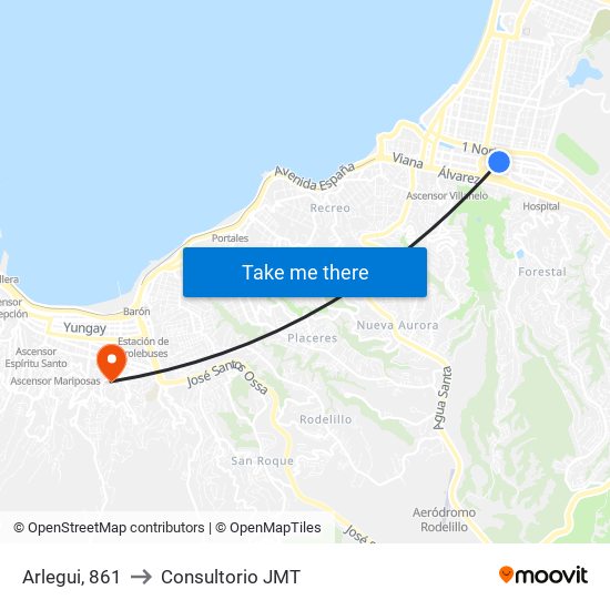 Arlegui, 861 to Consultorio JMT map