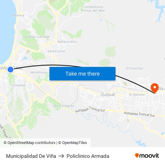 Municipalidad De Viña to Policlinico Armada map