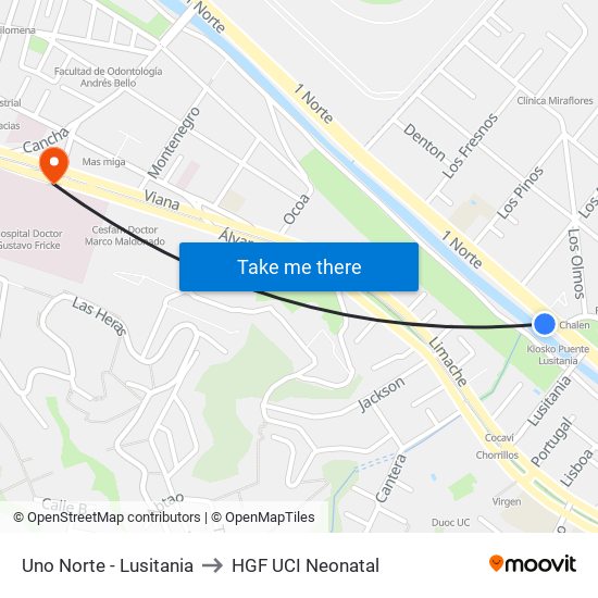 Uno Norte - Lusitania to HGF UCI Neonatal map