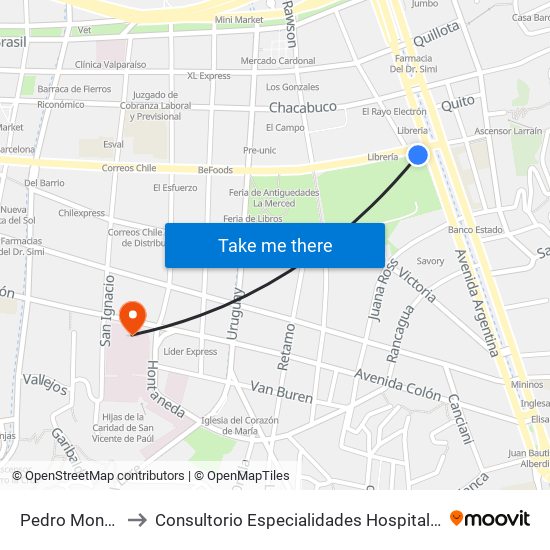 Pedro Montt, 2998 to Consultorio Especialidades Hospital Carlos Van Buren map