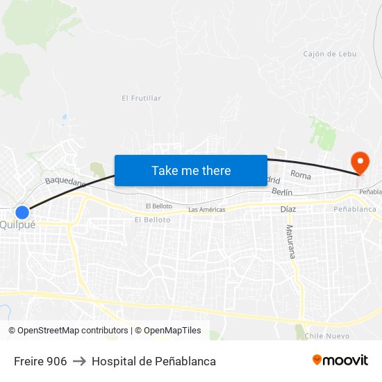 Freire 906 to Hospital de Peñablanca map