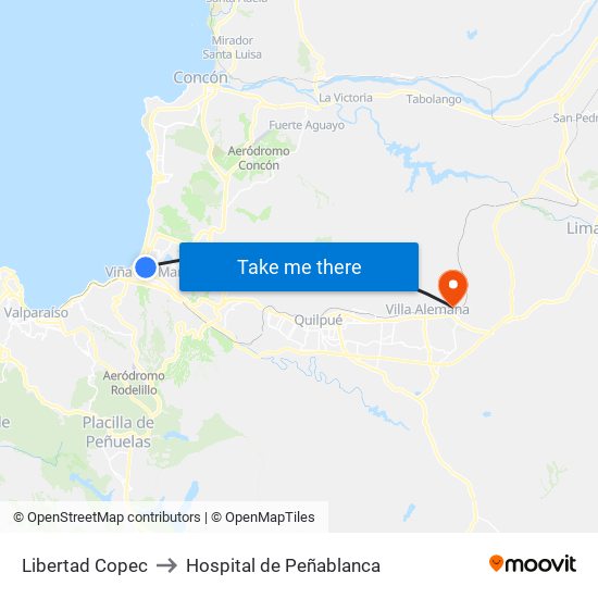 Libertad Copec to Hospital de Peñablanca map