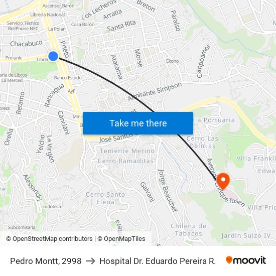 Pedro Montt, 2998 to Hospital Dr. Eduardo Pereira R. map