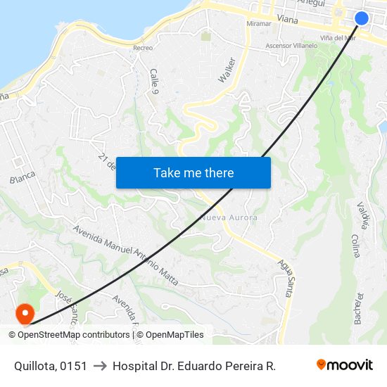 Quillota, 0151 to Hospital Dr. Eduardo Pereira R. map