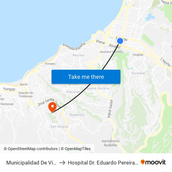 Municipalidad De Viña to Hospital Dr. Eduardo Pereira R. map