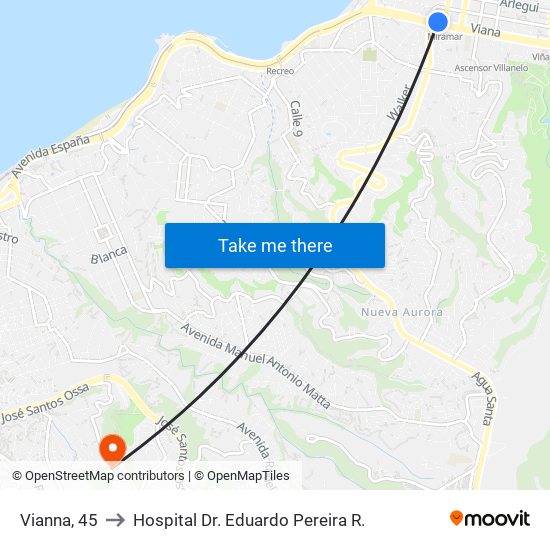 Vianna, 45 to Hospital Dr. Eduardo Pereira R. map