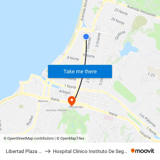 Libertad Plaza O´Higgins to Hospital Clínico Instituto De Seguridad Del Trabajo map