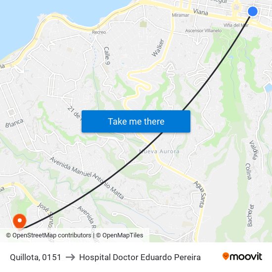 Quillota, 0151 to Hospital Doctor Eduardo Pereira map