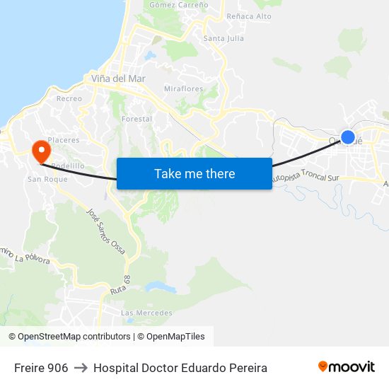 Freire 906 to Hospital Doctor Eduardo Pereira map