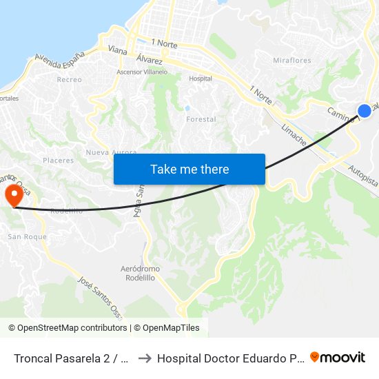 Troncal Pasarela 2 / Norte to Hospital Doctor Eduardo Pereira map