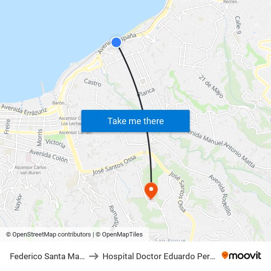 Federico Santa Maria to Hospital Doctor Eduardo Pereira map