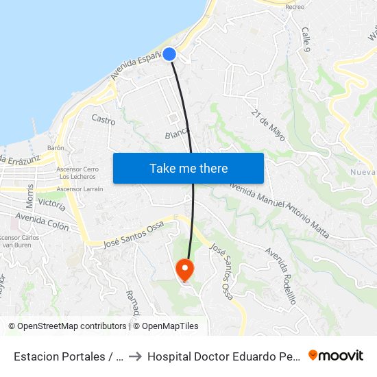 Estacion Portales / Sur to Hospital Doctor Eduardo Pereira map
