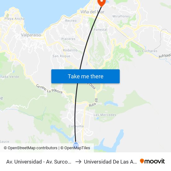 Av. Universidad - Av. Surcos De Agua to Universidad De Las Américas map