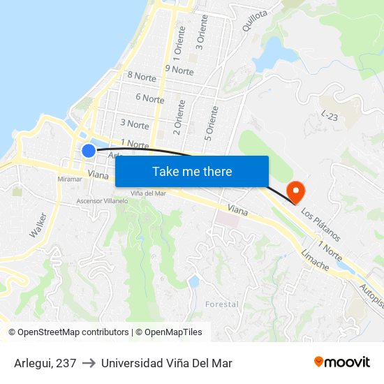 Arlegui, 237 to Universidad Viña Del Mar map
