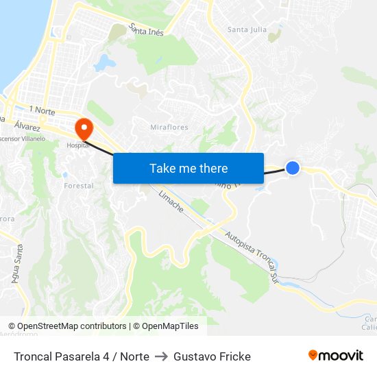 Troncal Pasarela 4 / Norte to Gustavo Fricke map