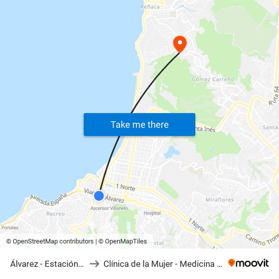 Álvarez - Estación Miramar to Clínica de la Mujer - Medicina Reproductiva map