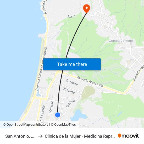San Antonio, 1079 to Clínica de la Mujer - Medicina Reproductiva map