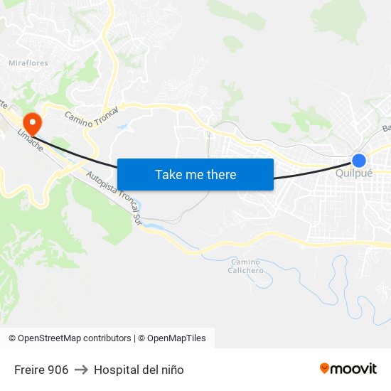 Freire 906 to Hospital del niño map