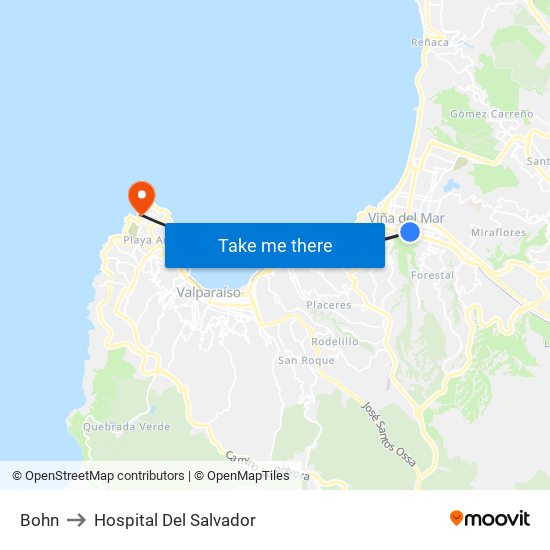 Bohn to Hospital Del Salvador map