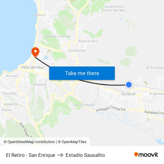 El Retiro - San Enrique to Estadio Sausalito map