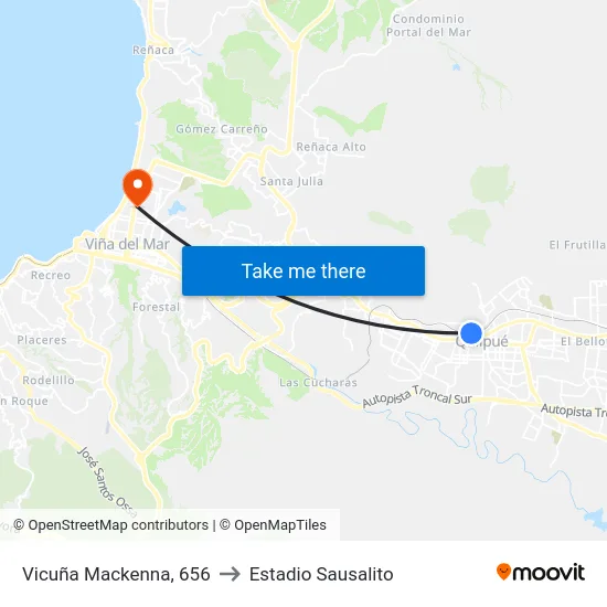 Vicuña Mackenna, 656 to Estadio Sausalito map