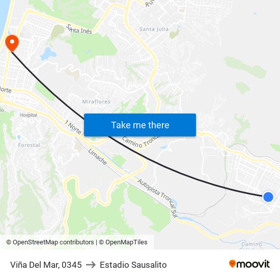 Viña Del Mar, 0345 to Estadio Sausalito map