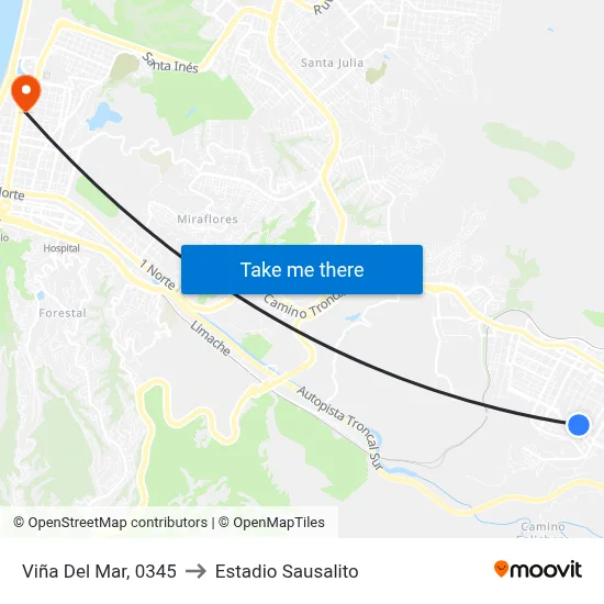 Viña Del Mar, 0345 to Estadio Sausalito map