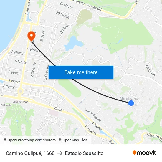 Camino Quilpué, 1660 to Estadio Sausalito map