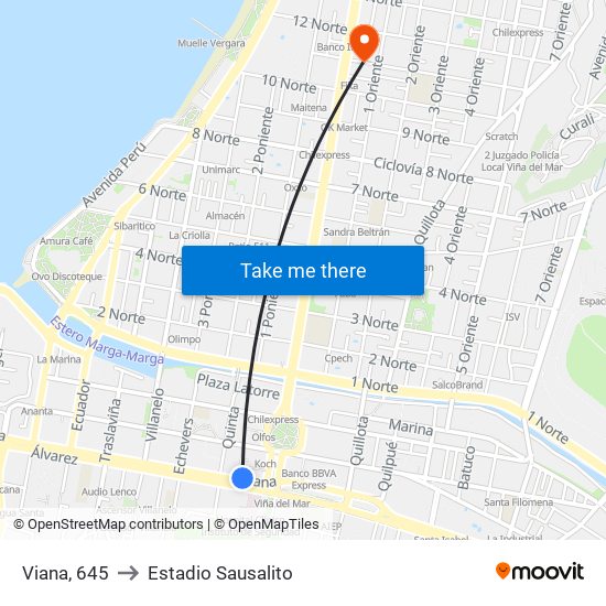 Viana, 645 to Estadio Sausalito map